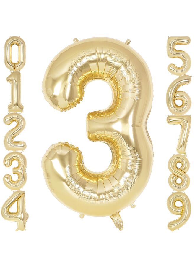 بالونات أرقام من رقائق الذهب الفاتحة مقاس 40 بوصة، بالونات أرقام كبيرة من مادة المايلر لديكورات حفلات أعياد الميلاد، بالونات أرقام عملاقة متوافقة مع الهيليوم لمستلزمات الاحتفال بالذكرى السنوية (3) - Image 1