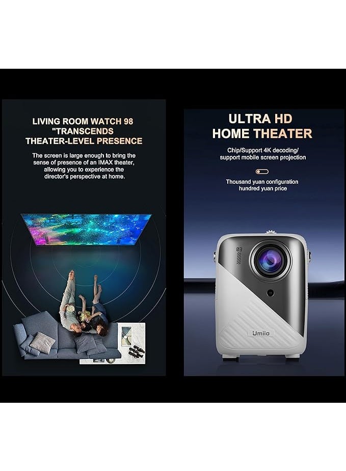 Umiio Umiio Q3 Pro WiFi Bluetooth Game 4K Resolution Portable Intelligent Projector Home Theater Video Player Projector with Dual Wireless Game Contoller Keystone Smart Projector Compatible with Android, iOS,PC, 50"-150" Screen  - Image 2