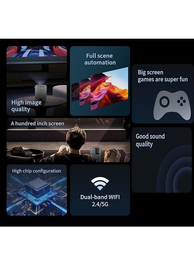 Umiio Umiio Q3 Pro WiFi Bluetooth Game 4K Resolution Portable Intelligent Projector Home Theater Video Player Projector with Dual Wireless Game Contoller Keystone Smart Projector Compatible with Android, iOS,PC, 50"-150" Screen  - Image 5