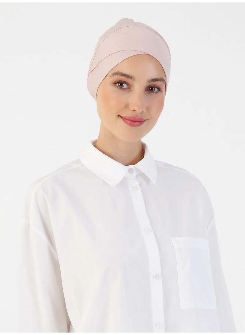 Ecardin Combed Cotton Wide Size Cross-over Bonnet - Powder -