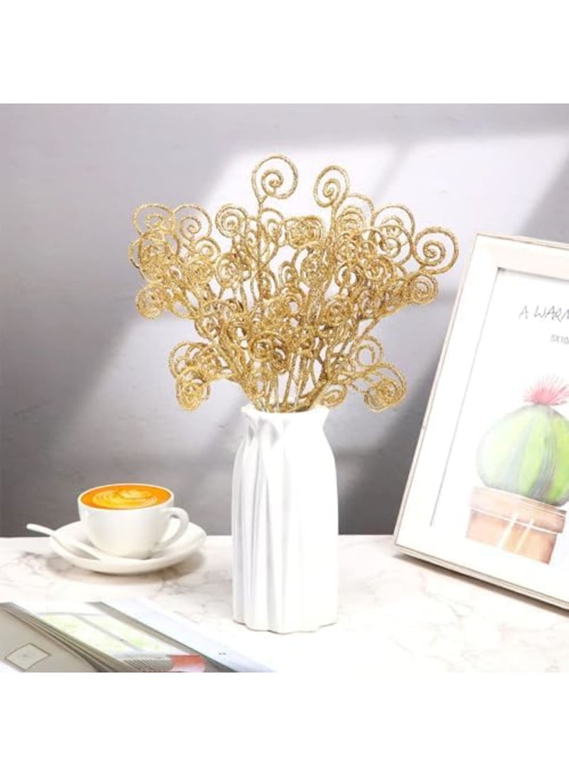 SYOSI 50 Pcs Curly Tree Picks and Sprays Twigs Glitter Artificial Stem Picks Ornaments 12 Inch Decorative Candy Shape Sticks for Wedding Wreath Decor Vase Fillers (Gold) - Image 3