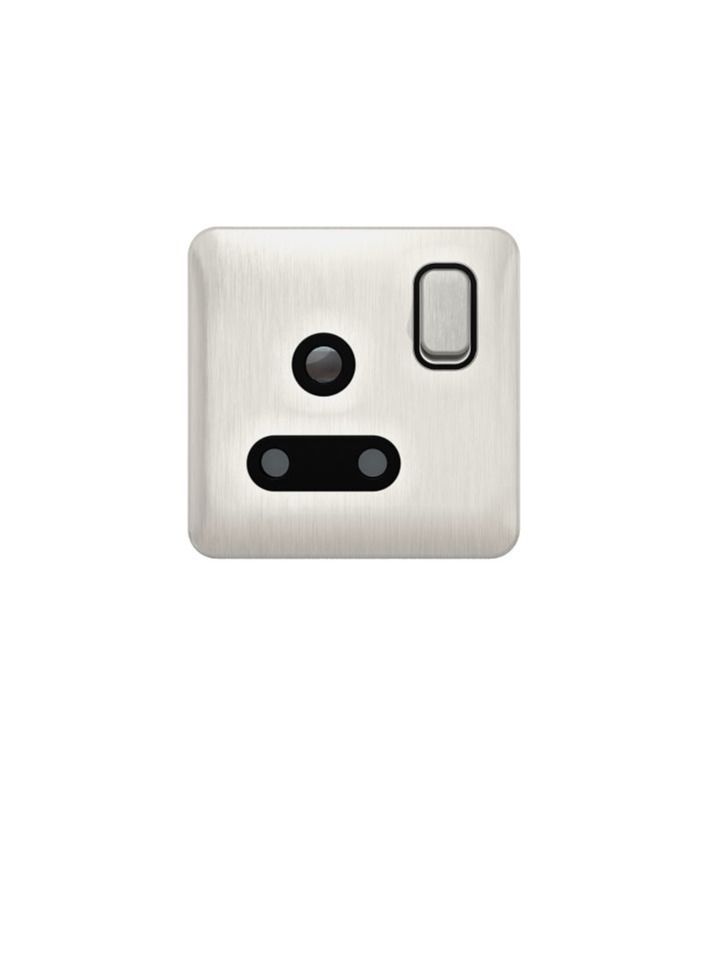 Schneider Electric GGBL3090BSSS Lisse Round Pin Switched Socket 1 Gang 15A Stainless Steel with Black Interior - Image 1