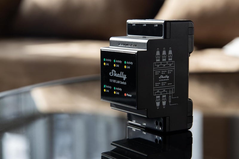 Shelly 10/100 LAN Switch for DIN Rail with 5 RJ45 Connectors - Easy Installation and Configuration - Image 3