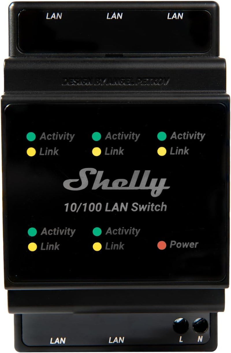 Shelly 10/100 LAN Switch for DIN Rail with 5 RJ45 Connectors - Easy Installation and Configuration - Image 2