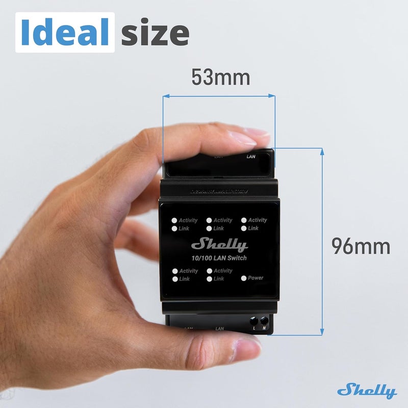 Shelly 10/100 LAN Switch for DIN Rail with 5 RJ45 Connectors - Easy Installation and Configuration - Image 4