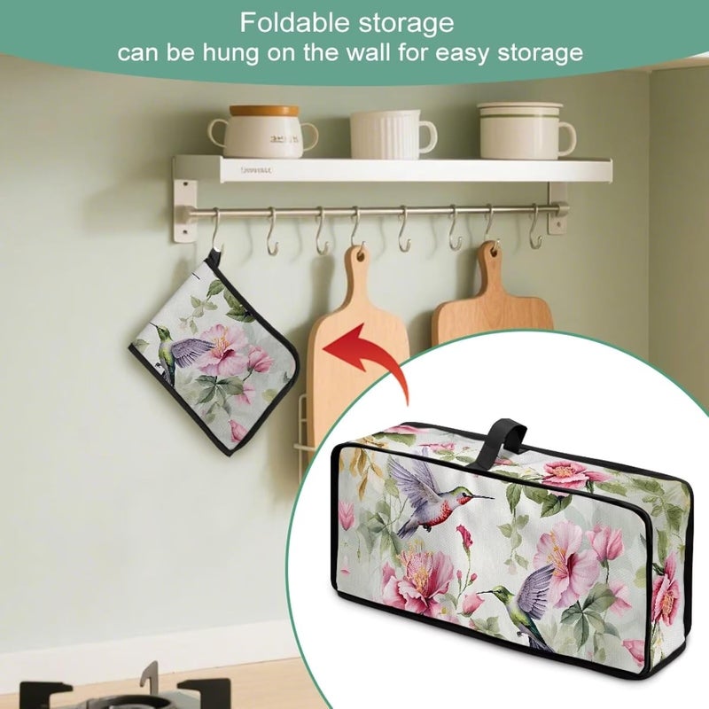 ZDCUSTOM 2 Slice Slim Toaster Cover Spring Pink Floral Hummingbird Print Long Slot Bread Oven Dustproof Fingerprint Protection Kitchen Bakeware Protector Cover - Image 5