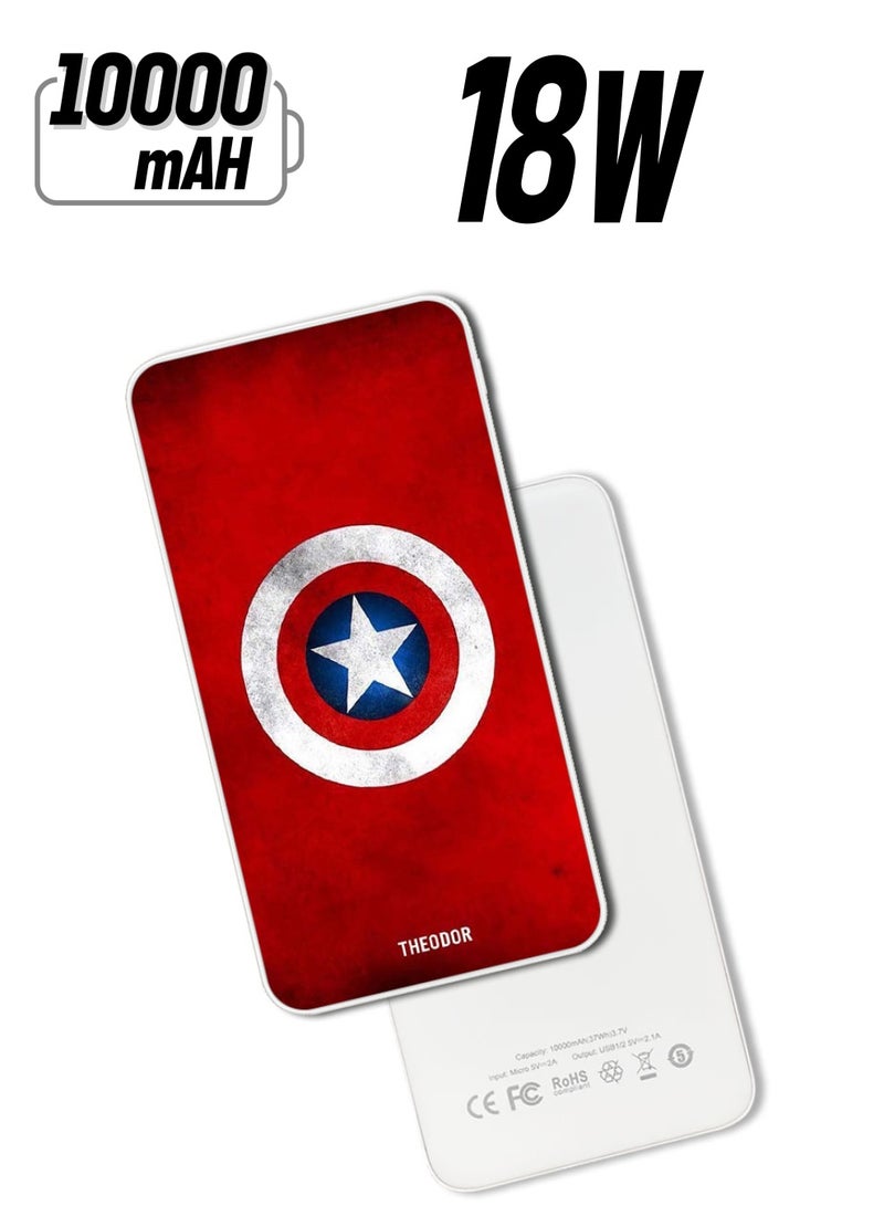 Theodor 10,000 mAh Super Fast Charging Ultra Compact Power Bank with Quick Charge & Power Delivery, Portable Charger For iPhone and Android Cap  - Image 1