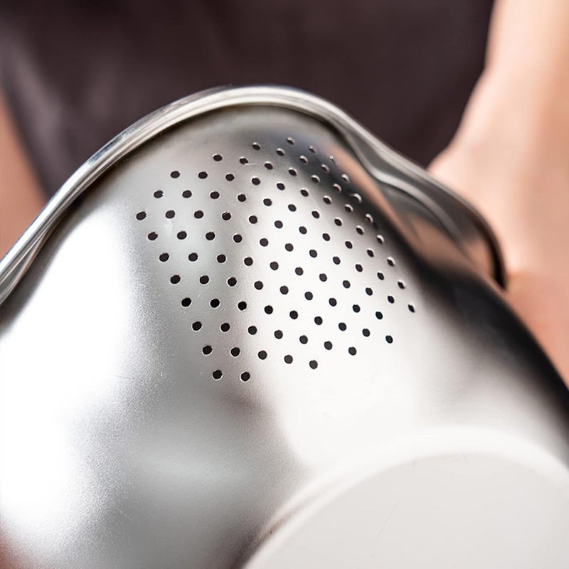 DOPMEP Rice Washer Strainer Bowl 4in1 Washing Bowl for Quinoa Stainless Steel Side Drainers Colander for Cleaning and Rinsing Fruits Vegetables and Beans Versatile Kitchen Tool - Image 3