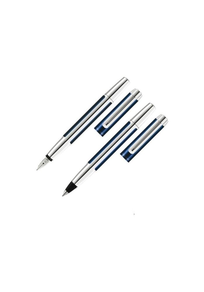 Pelikan Pura Series K40 Silver-Blue Ballpoint Pen with Twist Mechanism - Gift Boxed - Image 2