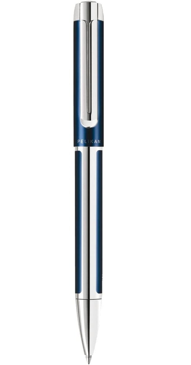 Pelikan Pura Series K40 Silver-Blue Ballpoint Pen with Twist Mechanism - Gift Boxed - Image 1