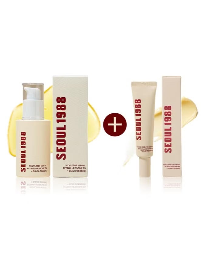SEOUL 1988 SEOUL 1988 Anti-Aging Duo – Retinal Liposome Serum + Eye Cream, 2% Ginseng & 4% Fermented Extract, Korean Formula - Image 1