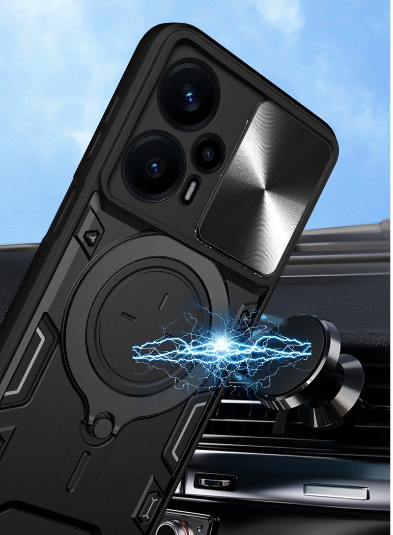 CASE Xiaomi Poco F7 Pro Back Case | Hybrid Case with 360 Degree Rotating Finger Ring Holder + Slider Shutter Camera Protection Cover for Xiaomi Poco F7 Pro - Image 2