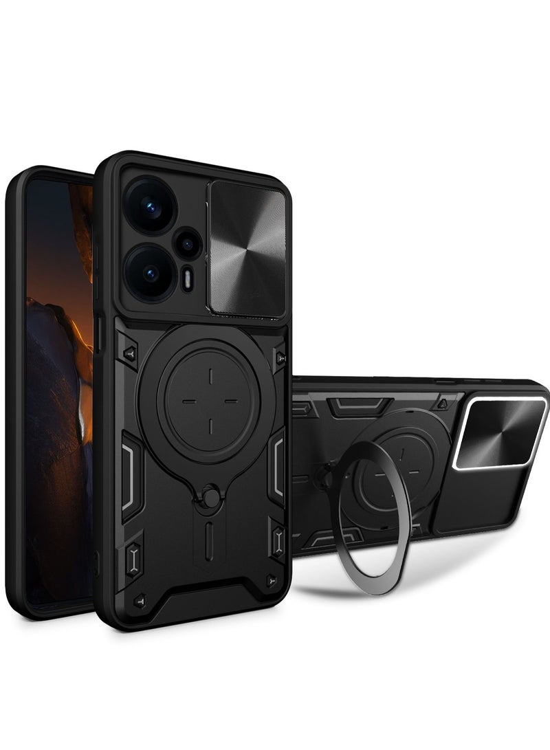 CASE Xiaomi Poco F7 Pro Back Case | Hybrid Case with 360 Degree Rotating Finger Ring Holder + Slider Shutter Camera Protection Cover for Xiaomi Poco F7 Pro - Image 1