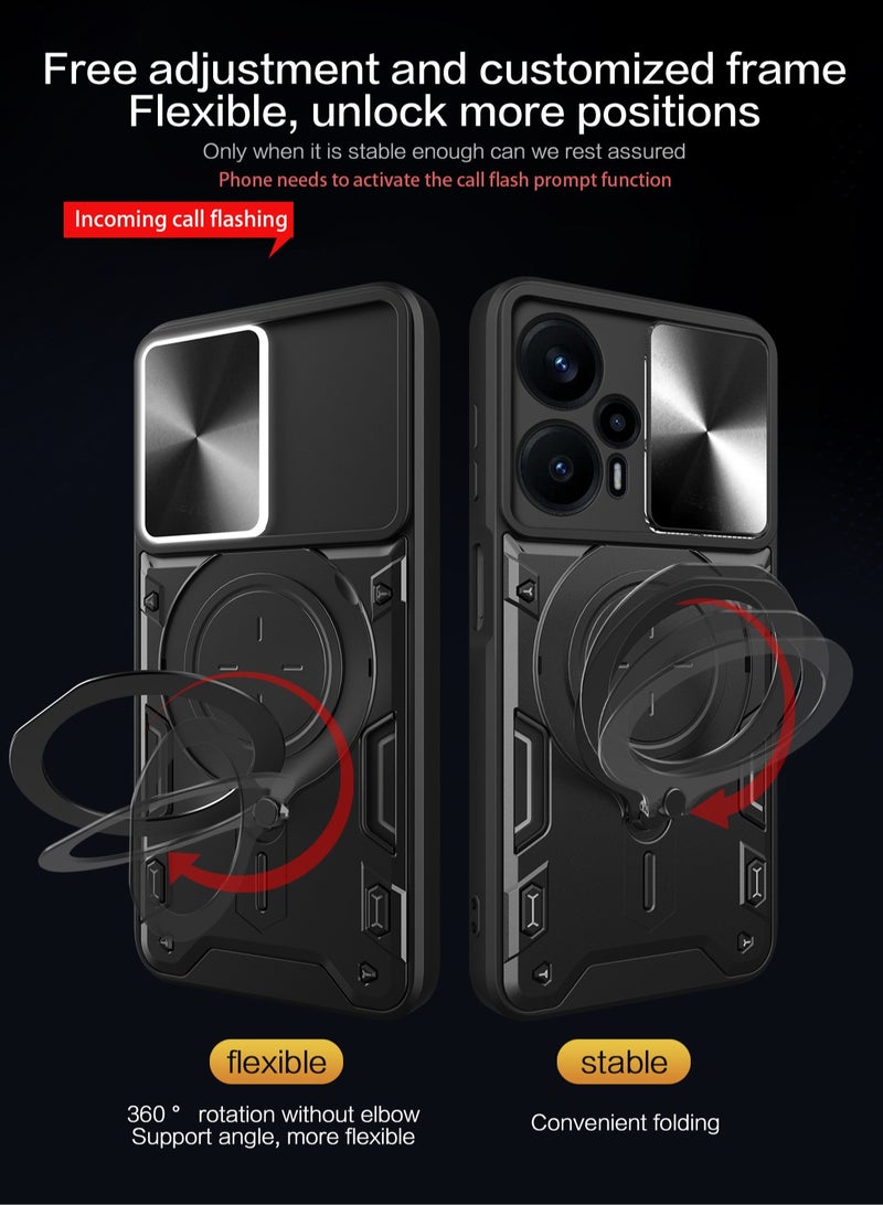 CASE Xiaomi Poco F7 Pro Back Case | Hybrid Case with 360 Degree Rotating Finger Ring Holder + Slider Shutter Camera Protection Cover for Xiaomi Poco F7 Pro - Image 3