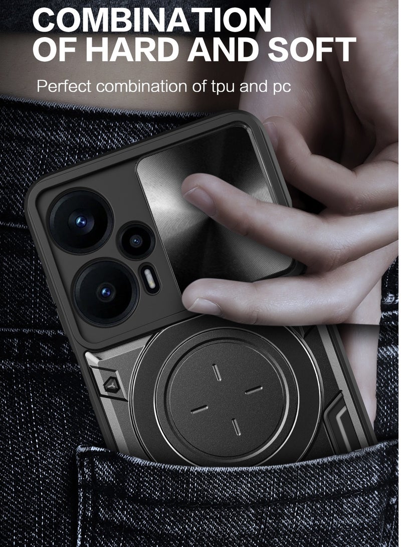 CASE Xiaomi Poco F7 Pro Back Case | Hybrid Case with 360 Degree Rotating Finger Ring Holder + Slider Shutter Camera Protection Cover for Xiaomi Poco F7 Pro - Image 5