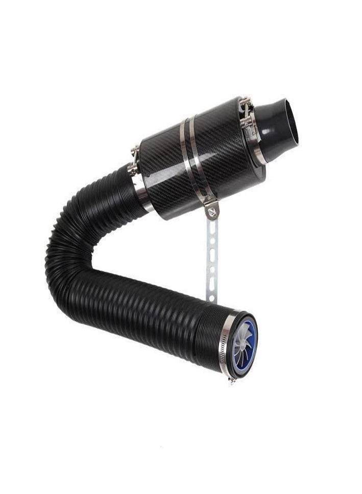 عام مجموعة سحب هواء من ألياف كربون حقيقية، فلتر هواء على شكل رأس فطر، تصميم معدّل لتدفق عالٍ، بلفات سحب من ألياف كربون نقية. - Image 1