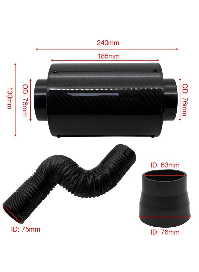 عام مجموعة سحب هواء من ألياف كربون حقيقية، فلتر هواء على شكل رأس فطر، تصميم معدّل لتدفق عالٍ، بلفات سحب من ألياف كربون نقية. - Image 2