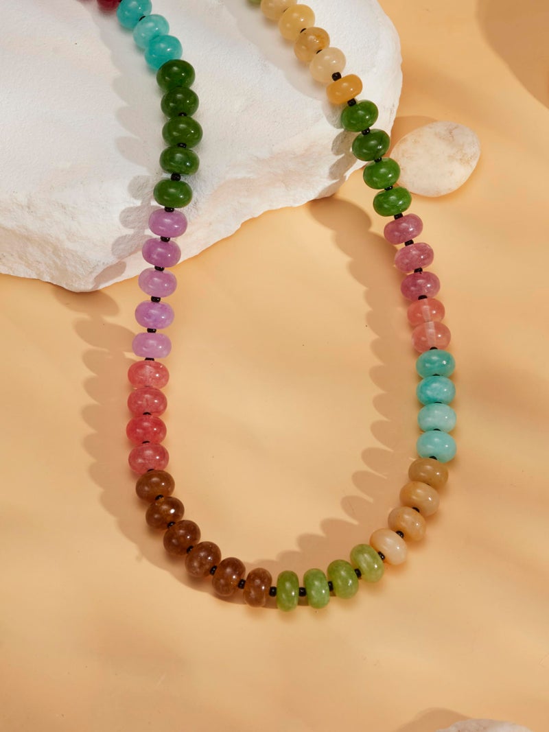 Sacina Y2k Boho Colorful Natural Crystal Beaded Choker Necklace, Hippie Necklace, Summer Beach Jewelry, Christmas Jewelry Gift for Women - Image 5