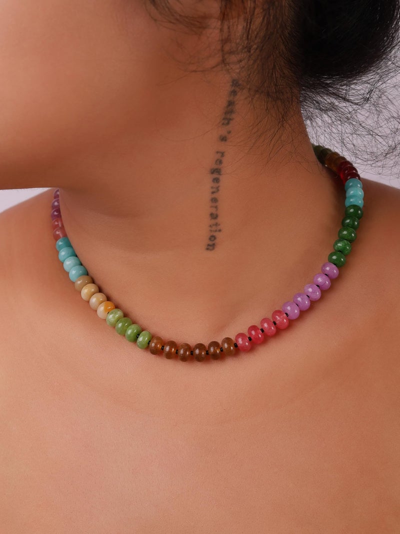 Sacina Y2k Boho Colorful Natural Crystal Beaded Choker Necklace, Hippie Necklace, Summer Beach Jewelry, Christmas Jewelry Gift for Women - Image 2