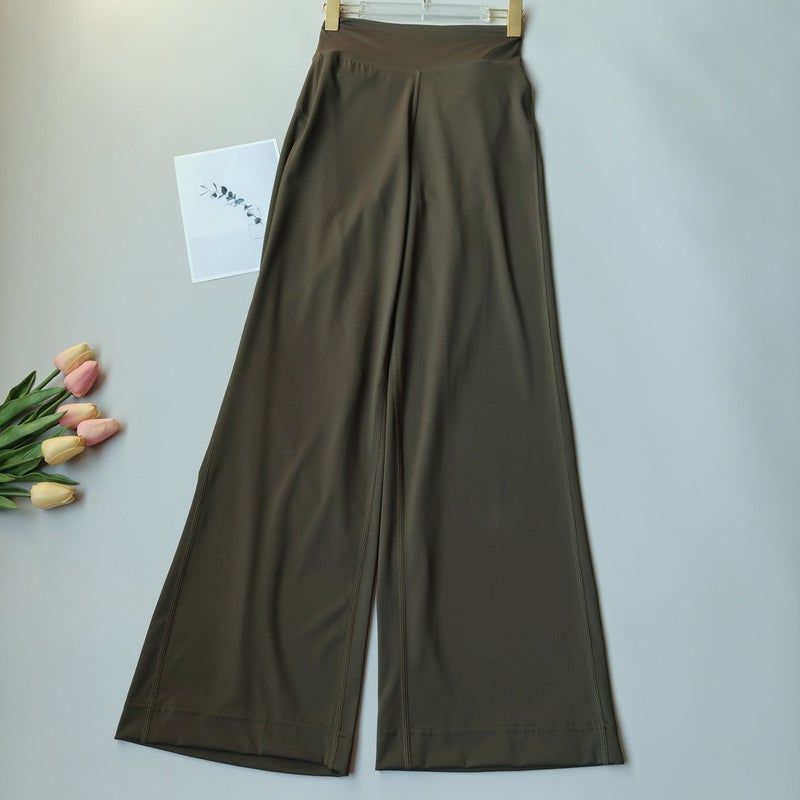 Qi Ta Women's High Waist Wide Leg Yoga Pants Quick Dry Running Training Lounge Pants - Image 1