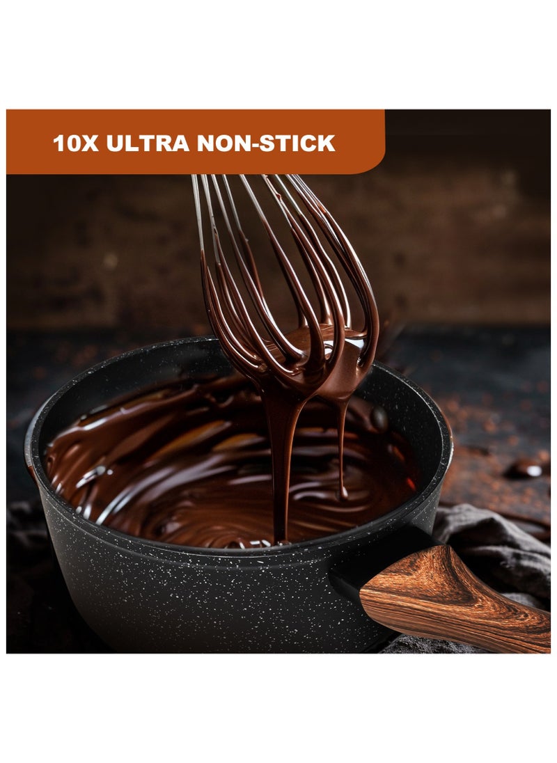 Nonstick Sauce Pan Non Stick Small Pot for Cooking Ultra Non-Stick Granite Coating Sauce Pan Compatible for All Stove Top PFOA Free