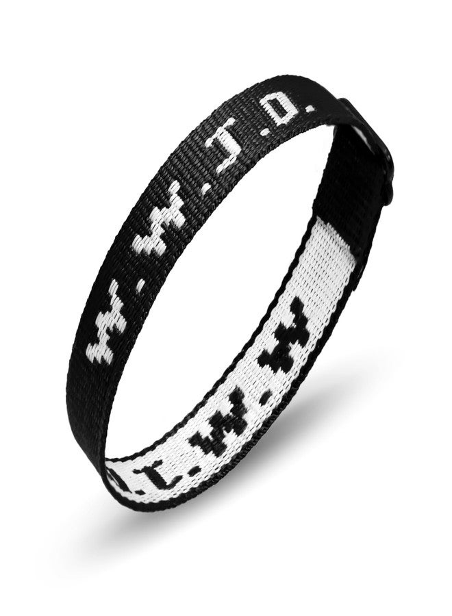 SKYFUN WWJD Bracelets Webbing What Would Jesus Do Bracelet for Men Women Adjustable Christian Woven Wristbands Bulk Religious Jewelry Accessories, 1PC Black - Image 1
