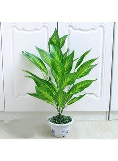 Generic 7 Forked Branches Simulated Plant Bonsai With Plastic Flower Pots Indoor Living Room Decoration Simulated Green Plants Potted Plants Artificial Flower Decorations Bonsai  - Image 1