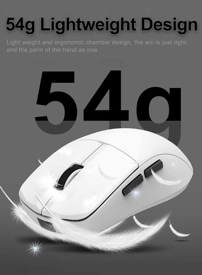 E-YOOSO Wireless Gaming Mouse, 49g Superlight, Bluetooth 5.1/2.4G/Wired, 26,000 DPI, 5 Programmable Buttons, 150 Hr Rechargeable Battery, Software Support for PC, Mac, White  - Image 3