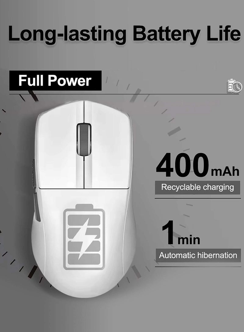 E-YOOSO Wireless Gaming Mouse, 49g Superlight, Bluetooth 5.1/2.4G/Wired, 26,000 DPI, 5 Programmable Buttons, 150 Hr Rechargeable Battery, Software Support for PC, Mac, White  - Image 4
