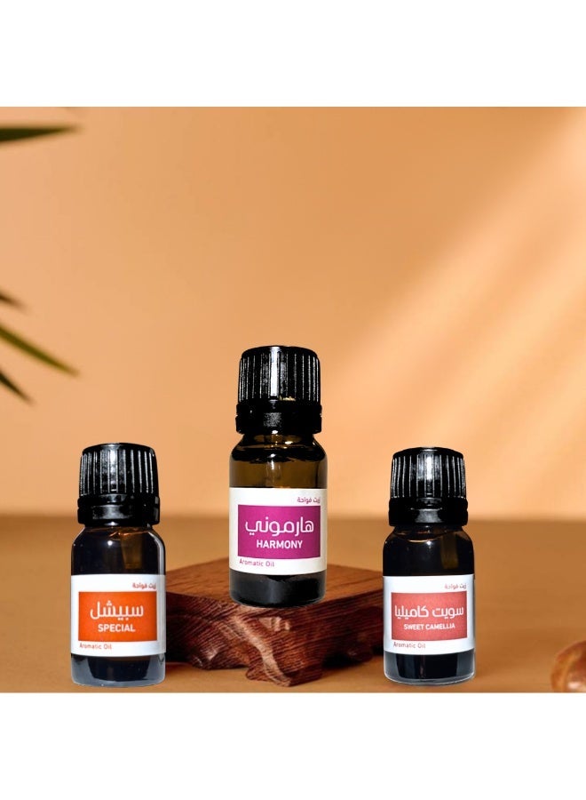 HASD-OUD Essential Oil | Diffuser Oil | Aromatic Diffuser Oils | 3 Bottles x 10ml | Harmony Essential Oil | Special Essential Oil | Sweet Camellia Essential Oil - Image 1