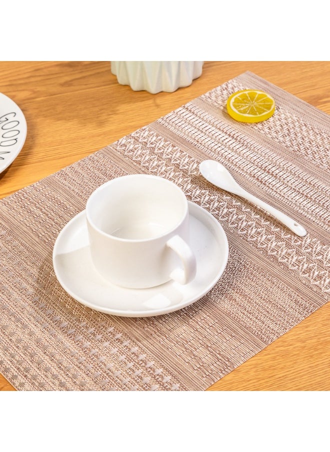 NIBEMINENT 2pcs Silver Rose Gold Placemat Pvc Insulation Mat Non-slip Western Restaurant Fork Tray Cloth Mat  - Image 1