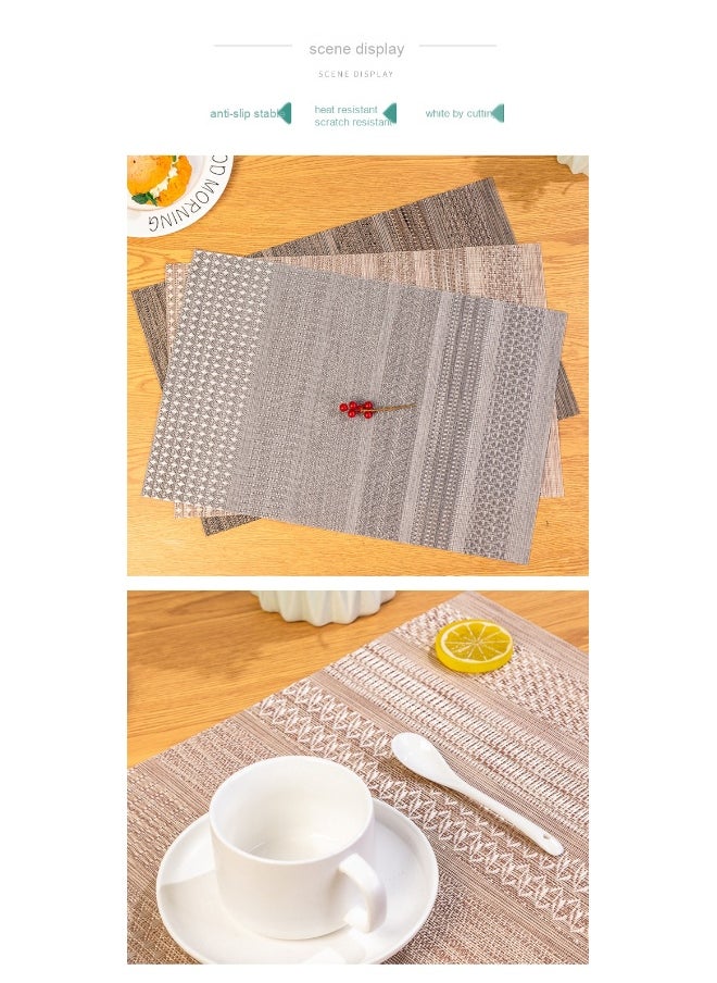 NIBEMINENT 2pcs Silver Rose Gold Placemat Pvc Insulation Mat Non-slip Western Restaurant Fork Tray Cloth Mat  - Image 4