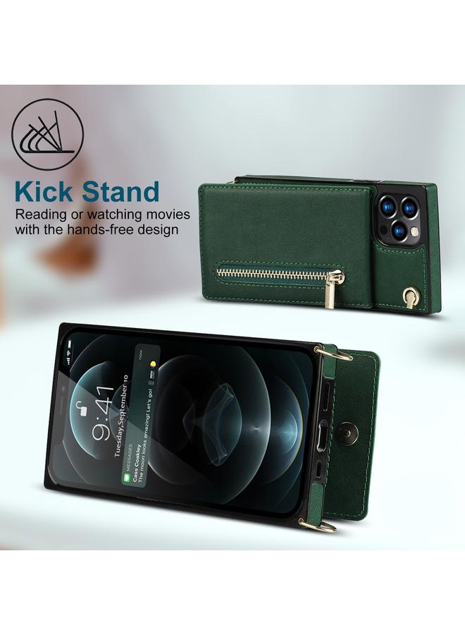 S-TOP Case For iPhone 14 Plus Cross-body Zipper Square Phone Case with Holder - Image 3