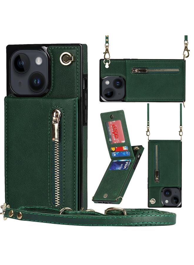S-TOP Case For iPhone 14 Plus Cross-body Zipper Square Phone Case with Holder - Image 1