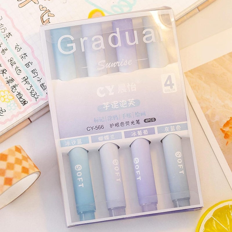 CLOSAL ® Aesthetic Cute Highlighter Pen || Highlighters Markers Pen || Pastel Highlighter Pen Set || Cute Highlighter Pastels (Blue & Orenge) - Image 2