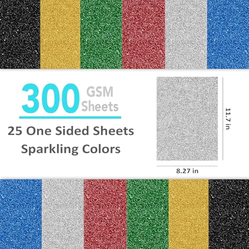 SANZIX 25 Sheets Silver Glitter Cardstock Paper- 8.2"x11.7", 110lb 300 GSM, Heavyweight Shiny Silver Glitter Paper Cardstock for Cricut, Scrapbook, DIY Crafts, Christmas, Gift Wraps, Cards - Image 2