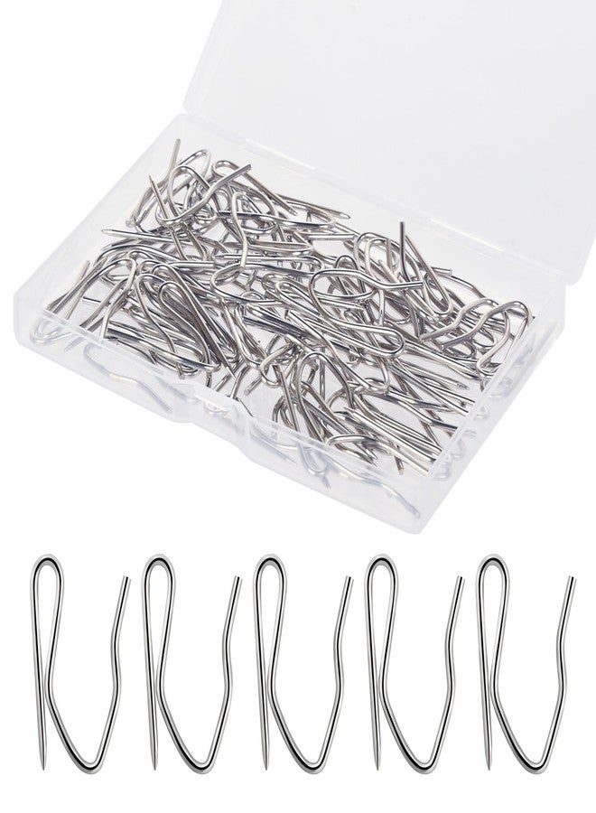 Nydotd 58 Pcs Rustproof Curtain Hooks - 1.2 inches Stainless Steel Nickel-Plated Offset Pin-On Hooks for Window, Door & Shower Curtains Home Bathroom Office (Silver) - Image 1