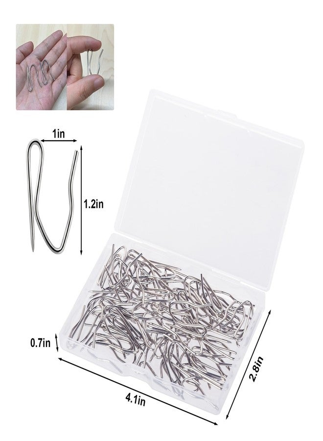 Nydotd 58 Pcs Rustproof Curtain Hooks - 1.2 inches Stainless Steel Nickel-Plated Offset Pin-On Hooks for Window, Door & Shower Curtains Home Bathroom Office (Silver) - Image 2