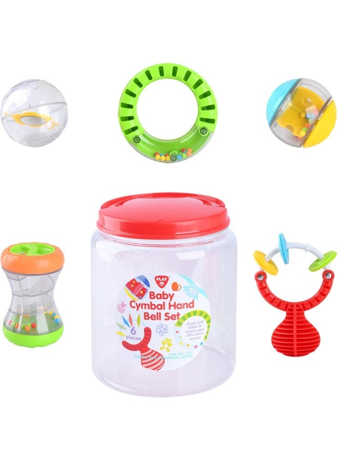 Playgo Baby Cymbal Hand Bell 6?Piece Set – Cause Effect Sensory Toy (3–6M) - Image 2