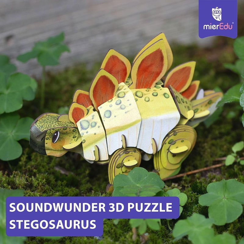 MierEdu Hardness boosted processed substance mierEdu - Soundwunder 3D Puzzle Stegosaurus - Interactive 3D Puzzle with Sound Module - Educational Toy for Children from 6 Years, Easy to Assemble Stackable design - Image 4