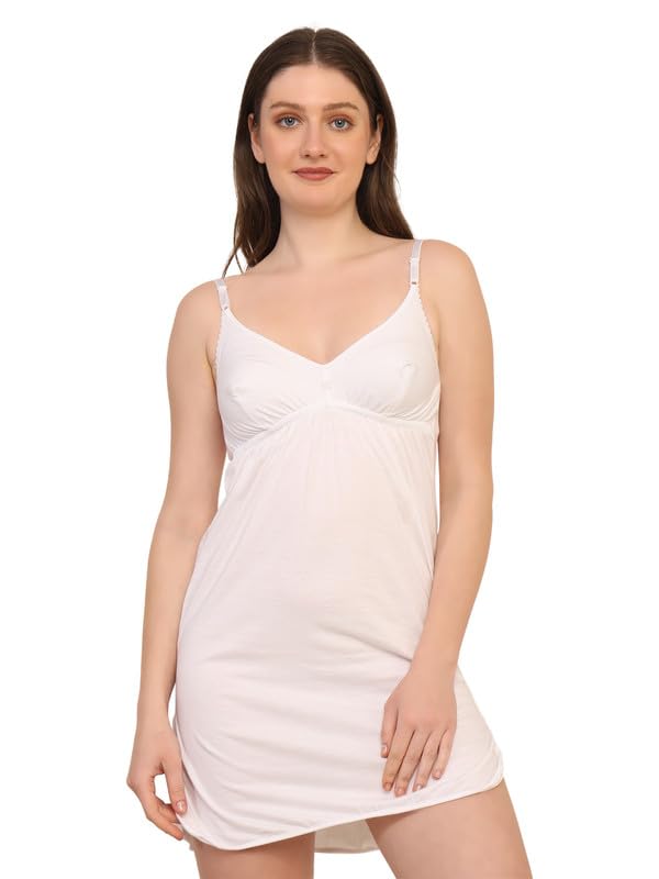 TIZEE Cotton Bra Camisole Slip for Women White Soft Breathable Bra-Style Underslip Innerwear Sleeveless Layering Camisole Size 2XL - Image 1