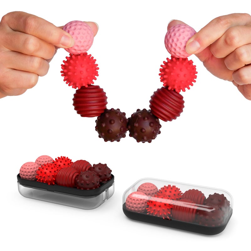 ONO Signets  Silicone Magnetic Balls with Textured Dimples Bumps and Waves  Fun to Play with Fidget Toy for Adults  Help Relieve Stress Anxiety Tension Ruby Set of 8 - Image 3