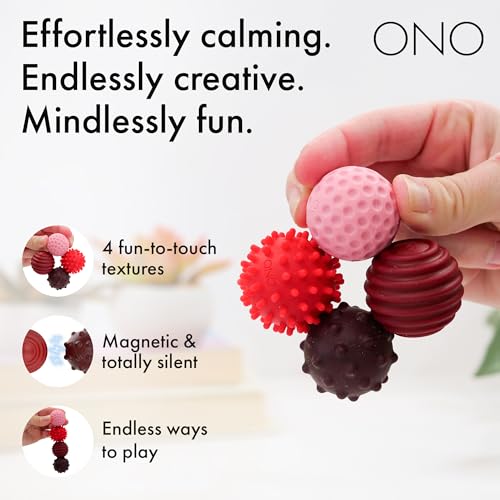 ONO Signets  Silicone Magnetic Balls with Textured Dimples Bumps and Waves  Fun to Play with Fidget Toy for Adults  Help Relieve Stress Anxiety Tension Ruby Set of 8 - Image 5