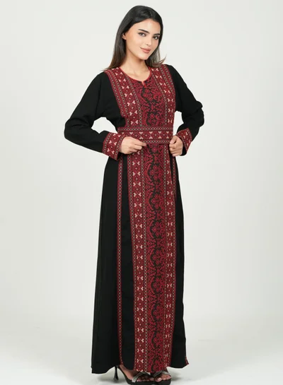 البنت الشرقية جلابية نسائية مطرزة فستان مع حزام على الخسر