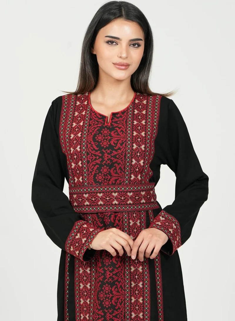 البنت الشرقية جلابية نسائية مطرزة فستان مع حزام على الخسر