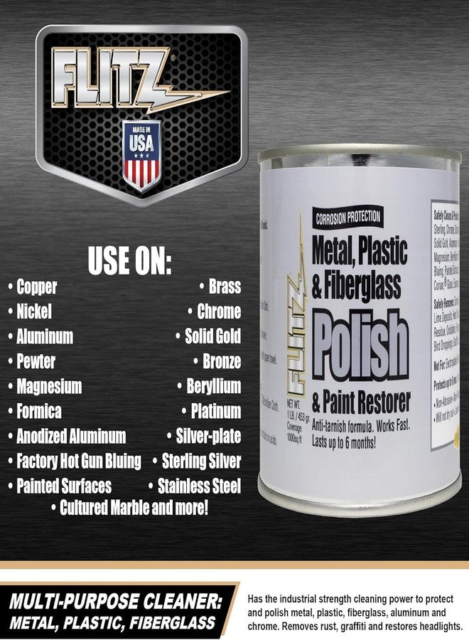 Flitz Multi-Purpose Metal Polish Paste - 1lb Can of USA-Made Chrome Polish - Works on Stainless Steel, Aluminum, Plastic, Jewelry and Cars - Non-Abrasive Cleaner & Rust Remover (1 Pack) - Image 5