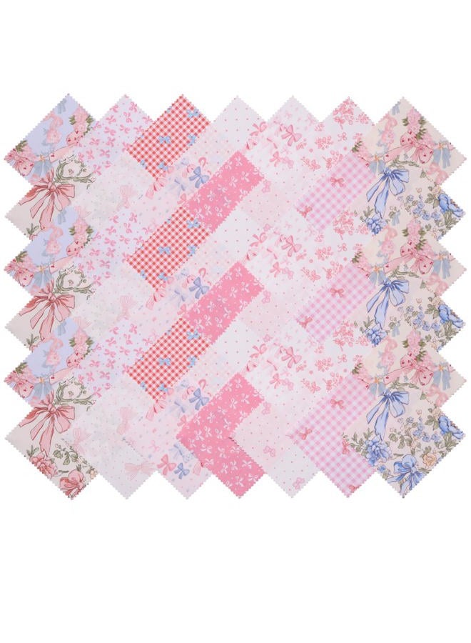 Hanjunzhao Bow Print Cotton Fabric Squares, Layer Cake Fabric Clearance for Quilting 10 inch, Layer Cakes 10 inch Squares for Quilting, DIY Bowknot, Holiday Valentine's Party Decor, and Crafts, Bows - Image 1