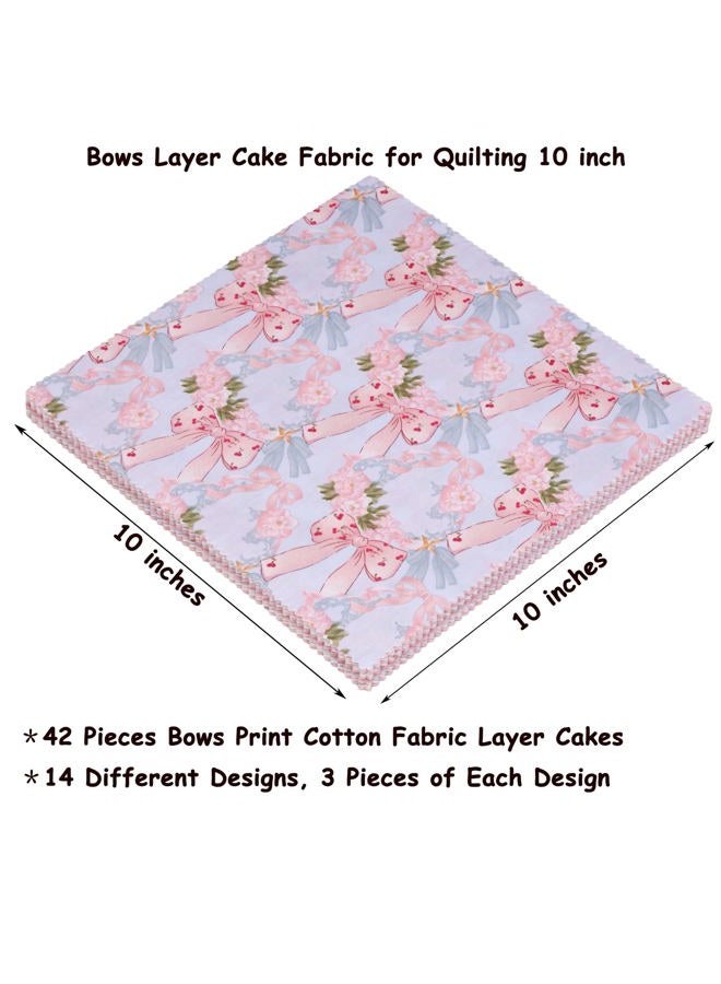Hanjunzhao Bow Print Cotton Fabric Squares, Layer Cake Fabric Clearance for Quilting 10 inch, Layer Cakes 10 inch Squares for Quilting, DIY Bowknot, Holiday Valentine's Party Decor, and Crafts, Bows - Image 5