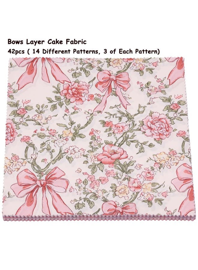 Hanjunzhao Bow Print Cotton Fabric Squares, Layer Cake Fabric Clearance for Quilting 10 inch, Layer Cakes 10 inch Squares for Quilting, DIY Bowknot, Holiday Valentine's Party Decor, and Crafts, Bows - Image 4