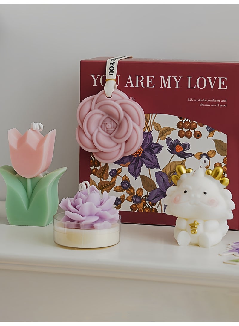 Handmade Scented Candle Gift Set, Floral & Fragrance Candles with Tulip, Jasmine, Cologne, Camellia, Iris Scented Card, Ideal for Birthday, Gift Favor, Home Ambience & Decor - Image 2